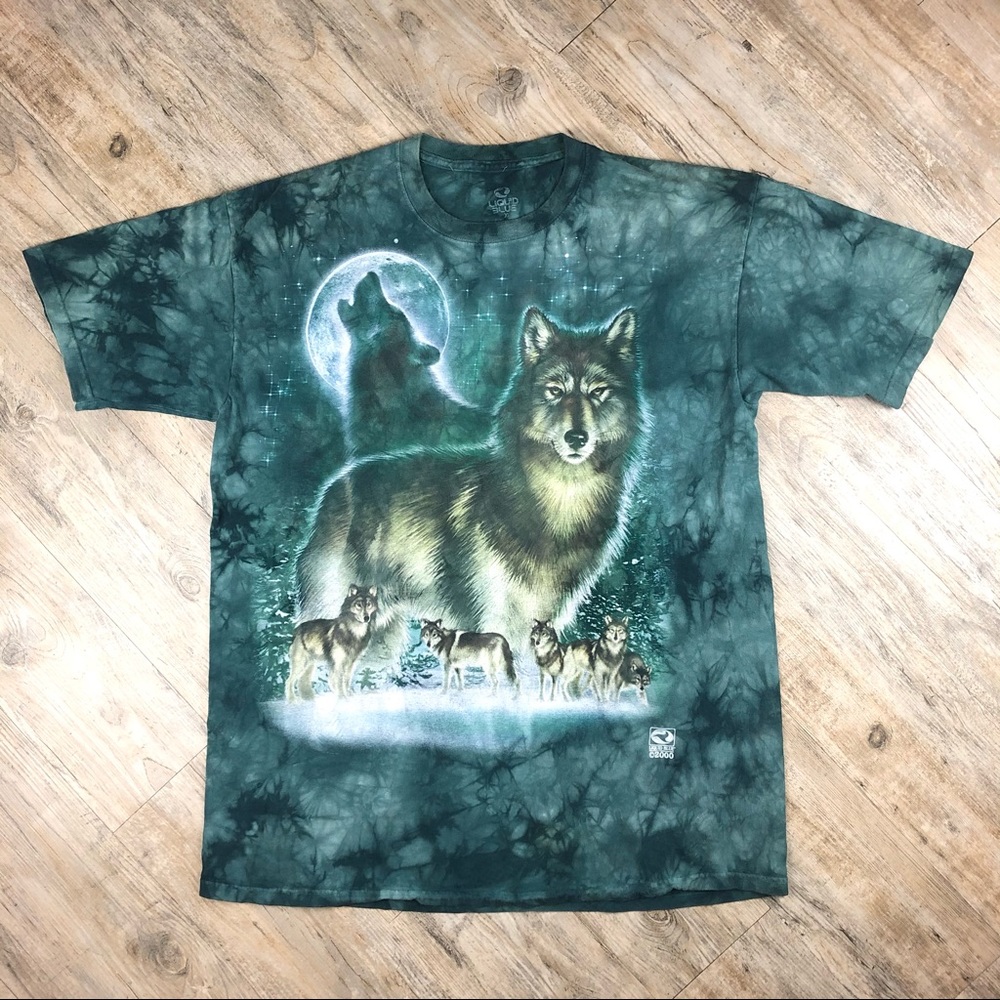 Vntg Liquid Blue Wolf Tee XL